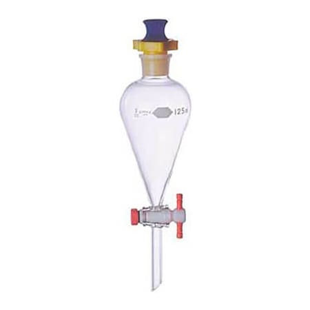 Cp Lab Safety. Kimble Kimax Squibb Separatory Funnel PTFE Stopcock and Plastic Stopper 1000ML Case of 2 29049F-1000